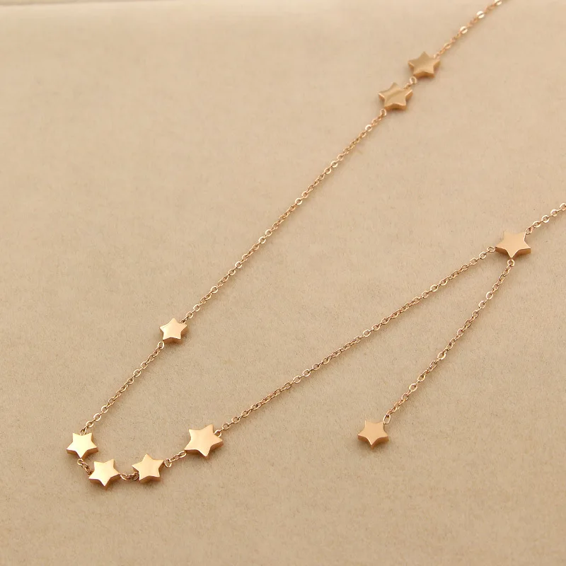 

Martick 9 Stars Pendant Necklace Gold Color Link Chain For Women Girl Special Necklace Jewelry Never Fade P7