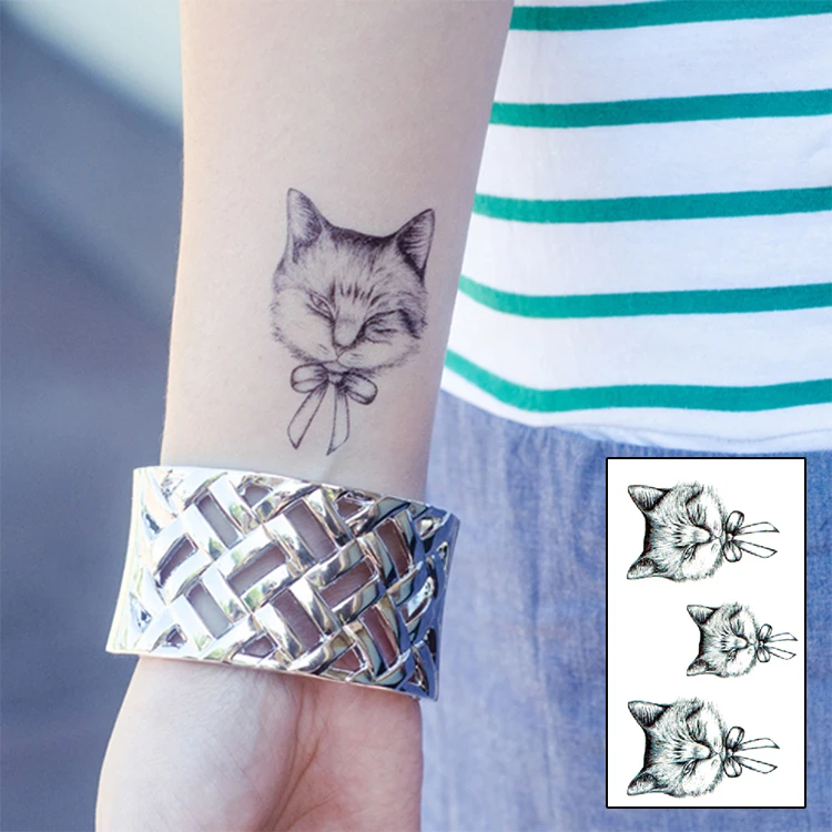 Cat gentleman Waterproof Fake Temporary Tatoo Men Kids Tattoo Sticker Glitter Tatto Tattoos Face Stickers Gold Tatoos Tato YA050 | Красота и