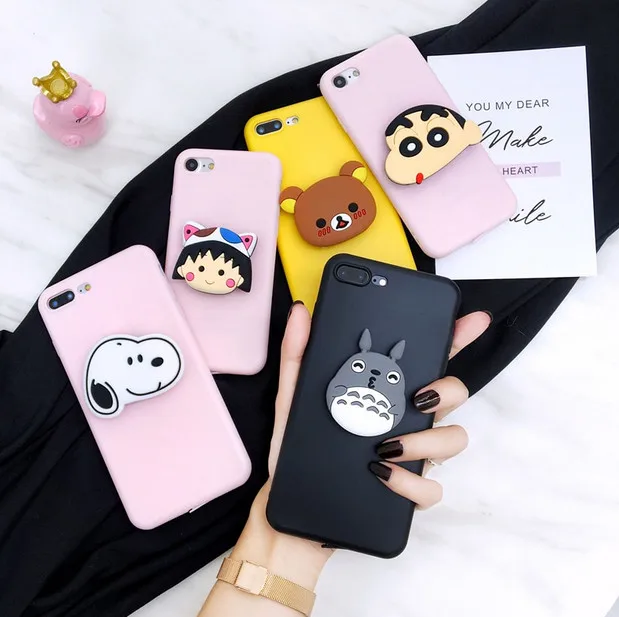 3D милый медведь Rilakkuma кольцом-подставкой и чехол для iPhone 6S 7 8 plus X XR XS максимальный