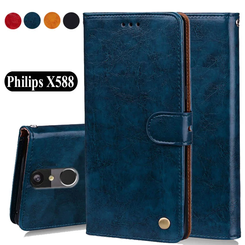 

Luxury PU Leather Slip-resistant Flip Wallet Case For Philips Xenium X588 Case 5.0"Back Cover Book Case Bags W01 W01