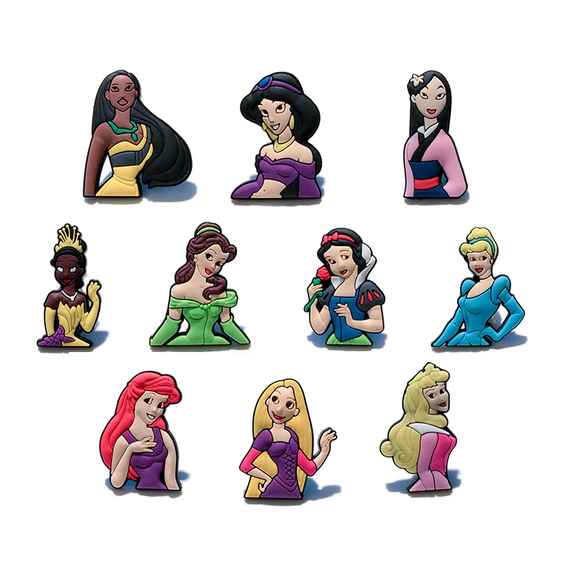 

10pcs/lot Beautiful Girls Cartoon PVC Badges Pins Brooches Clothes/Bag/Shoes Pin Button Kid Party Gift Accessory Badges