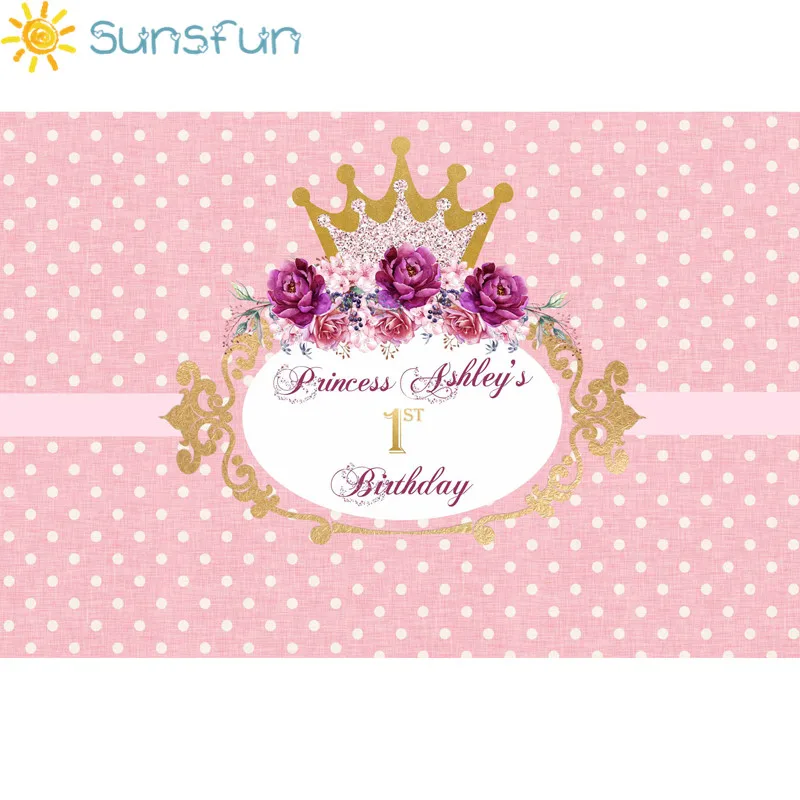 Sunsfun 7X5 футов Розовый фон корона цветок белое пятно новорожденные фотографии принцесса ребенок душ день рождения фоны 220X150 см