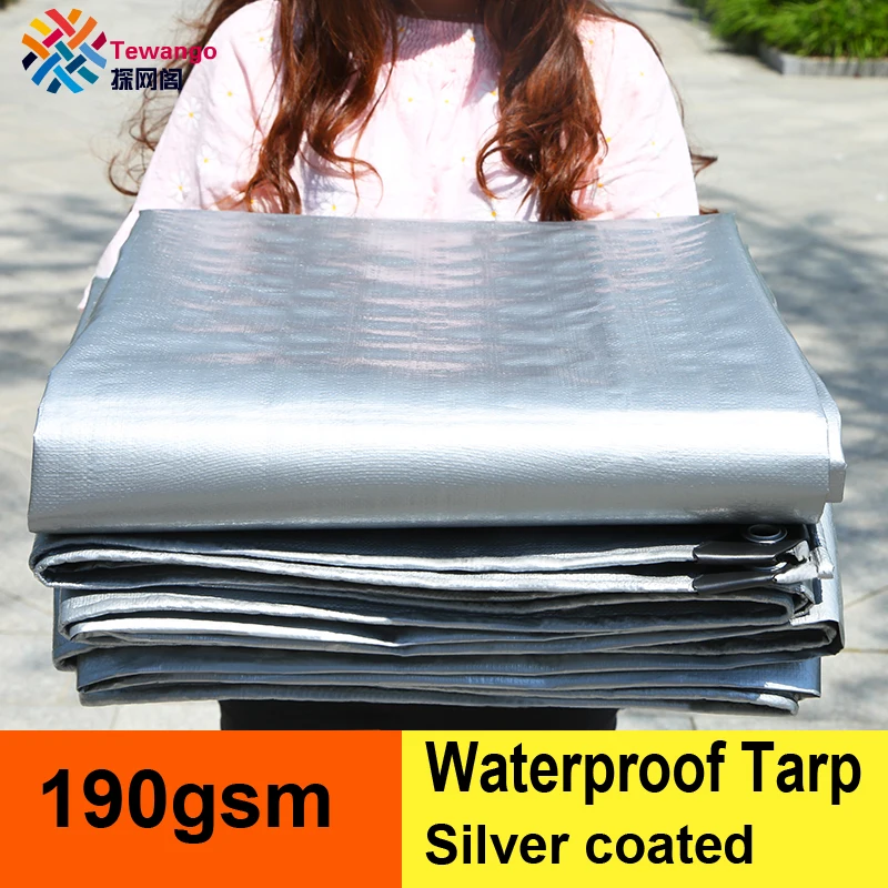 Tewango Cubierto de plata impermeable lona resistente al agua al aire libre bloque de lluvia sombra de sol vela Camping cubierta para el balcón del coche 190GSM Tewango Cubierto de plata impermeable lona resistente al agua al aire libre bloque de lluvia sombra de sol vela Camping cubierta para el balcón del coche 190GSM