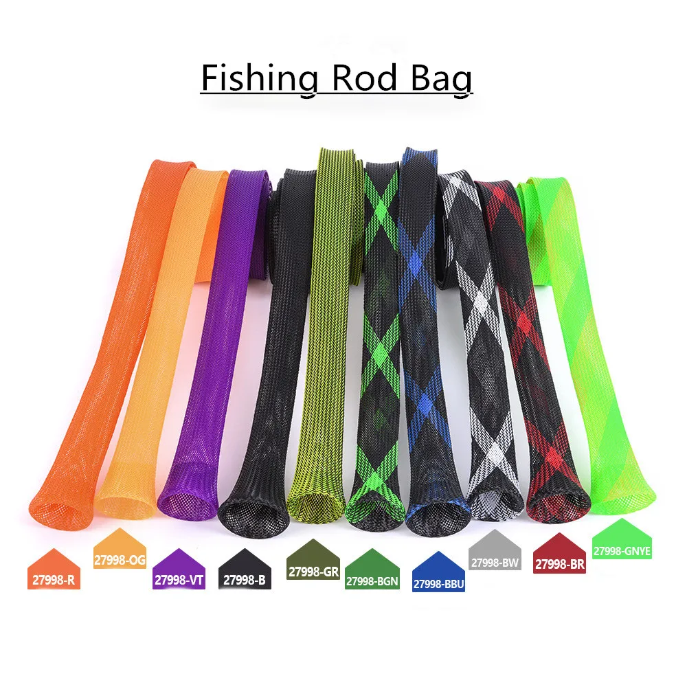 2PCS New popular Fishing Rod Bag Protector PET Mesh Tube Telescopic Rod