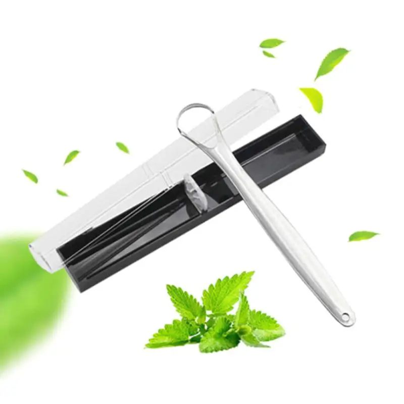 

1Pc Tongue Scraper Reusable Stainless Steel Oral Fresher Cleaner Brush for Kids Adults 14.8x2.3cm/5.83x0.91''(approx)