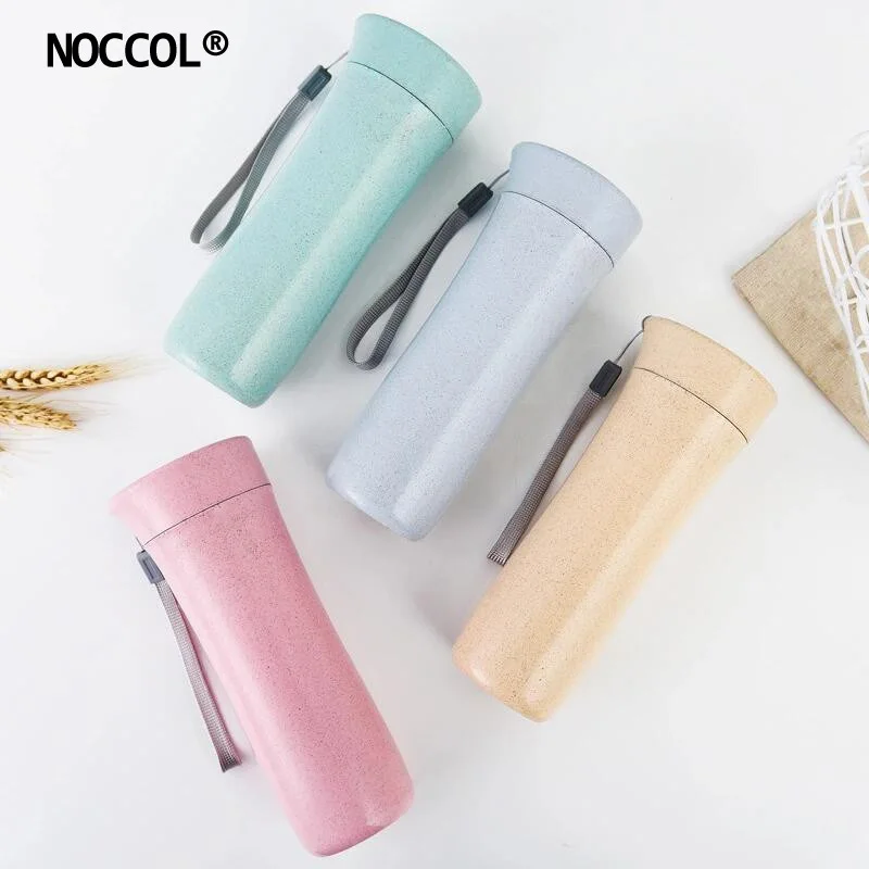 

NOCCOL 400ml Solid Color Wheat Straw Healthy Sport Water Bottle 2018 New Simlpe 4 Colors School Travel Outdoor Drinkware Gift