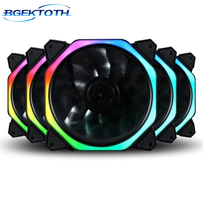 

4 Colors 1Pc 12cm Double Aperture Multi-colored Silent LED Computer Case PC Cooling Fan 12V Cooling Fan drosphipping
