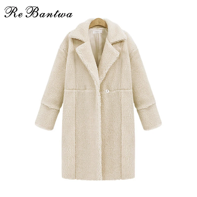 Rebantwa Autumn Winter Coat Women Fashion Wool Coat Black