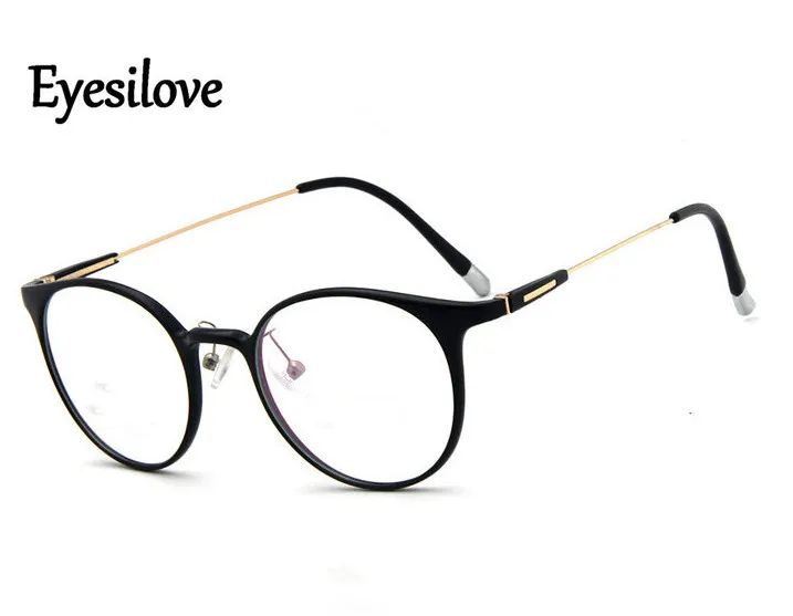 Черный Eyesilove женщин TR90 оправы линзы круглой формы очки кадры за рецепт близорукости очки сверхлегкие Очки - Цвет оправы: Черный