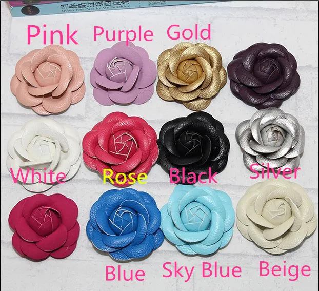 

5pcs per lot Cell Phone Case DIY PU Leather Camellia Flower pendant Decoration Charms 6cm
