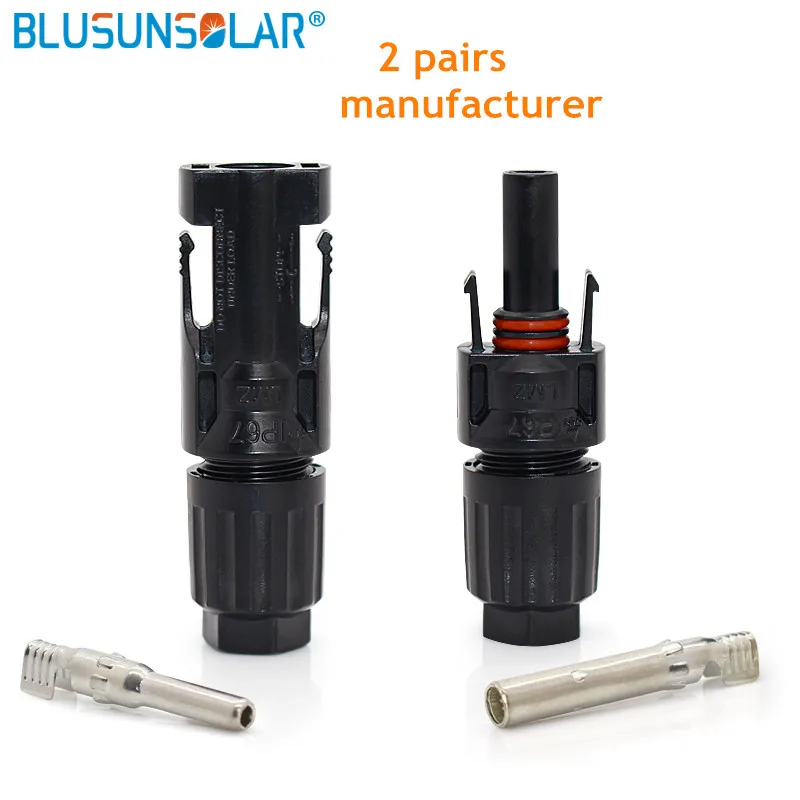 Free shipping 2 Pairs Lot mc4 male female connector solar panel Waterproof IP67 1000V Solar