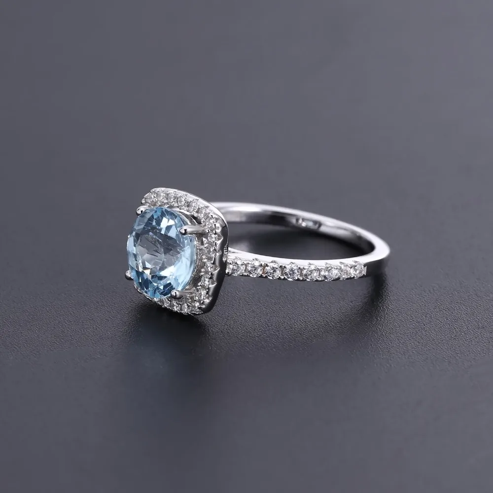 Ювелирное изделие из драгоценного камня для балета 2.57Ct, небесно-голубой топаз, кольца с драгоценным камнем для женщин, обручальное кольцо из натуральной 925 пробы серебра, классическое квадратное кольцо