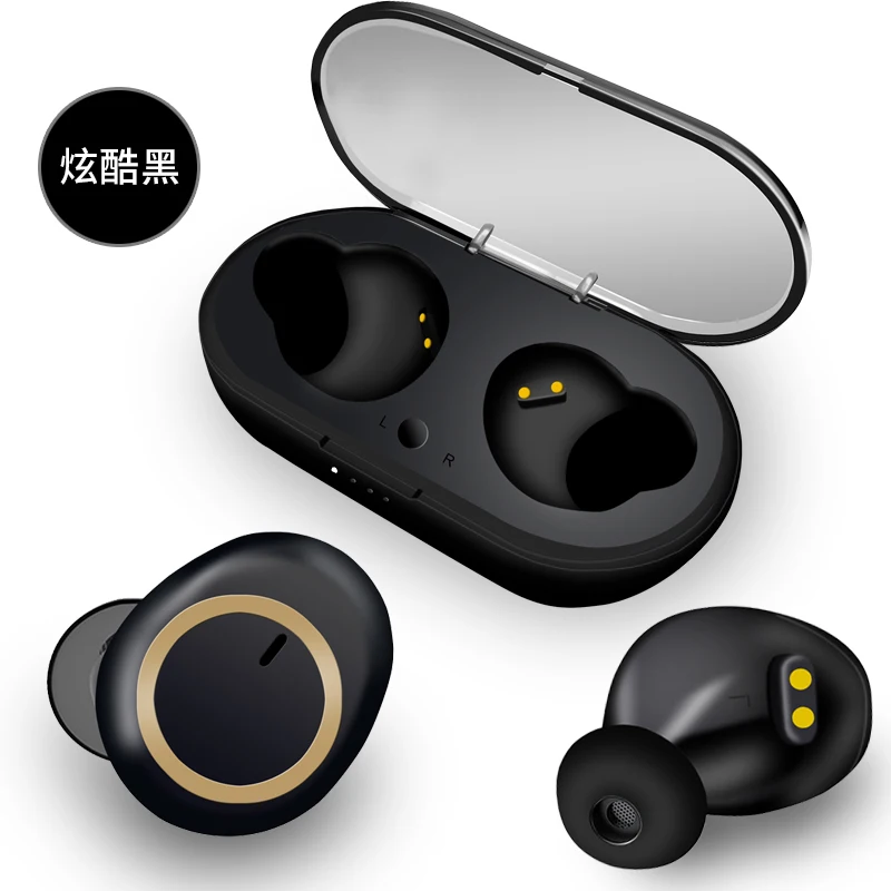 HYASIA TWS Bluetooth 5,0 беспроводные наушники Водонепроницаемая bluetooth-гарнитура 3D Стерео Игровые наушники спортивные наушники гарнитура коробка - Цвет: Черный
