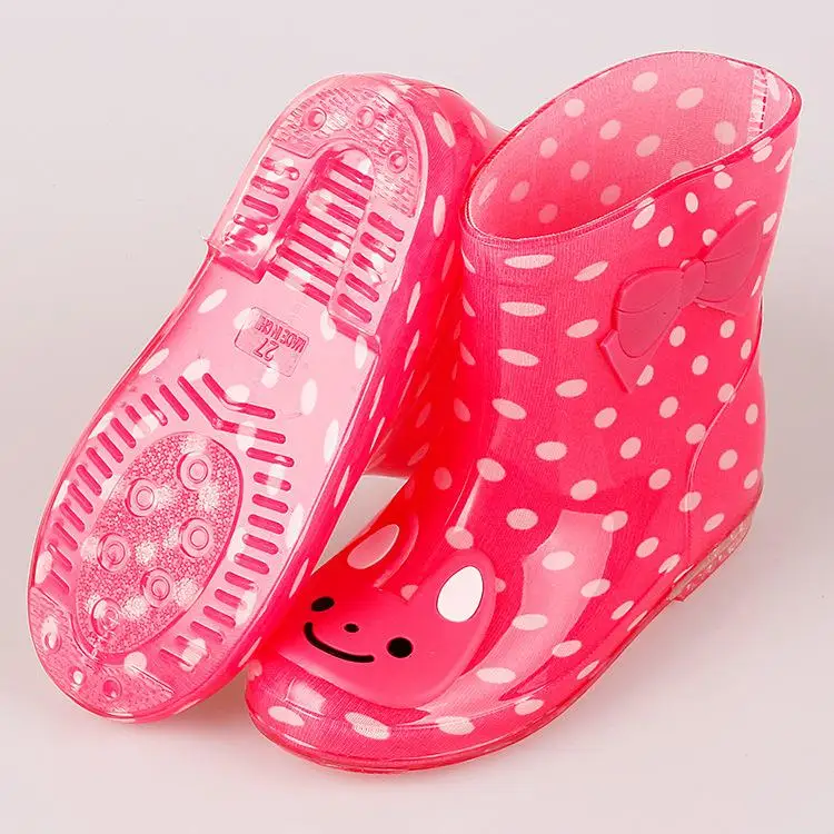 Детские резиновые сапоги ПВХ Резиновые Нескользящие водонепроницаемые сапоги милые животные резиновые сапоги с героями мультфильмов для девочек и мальчиков детская водонепроницаемая обувь - Цвет: Red rabbit