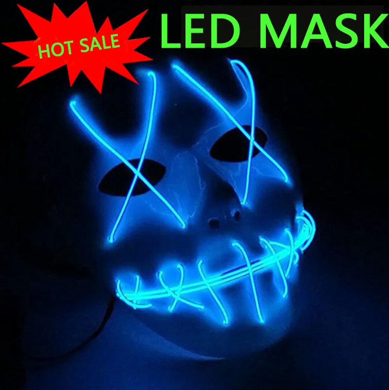 EL проволоки маска загораются неоновые череп светодиодный маска для Хэллоуина Вечерние и концерт страшно вечерние тема Косплэй Payday серии маски