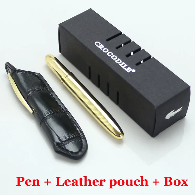 

Mini Crocodile 9cm space ballpoint pen golden rings and leather pouch Neat Convience Office Supplies Luxury pens 6 colours