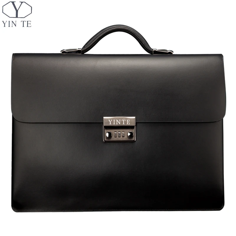 Buy YINTE Leather Black Bag Men's Briefcase Big And