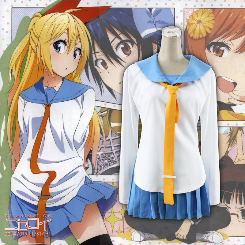 Аниме Nisekoi Kirisaki Chitoge Косплей онодера косаки Школьная форма Костюм Полный комплект