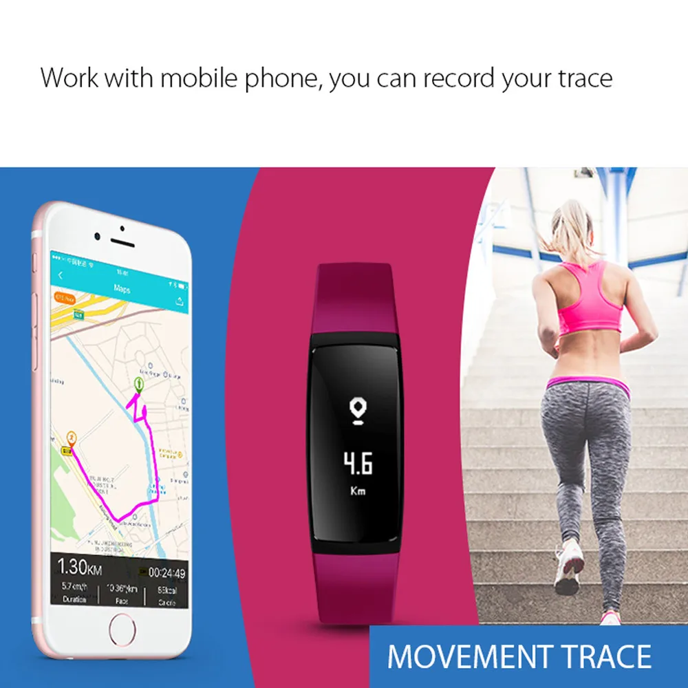 100% brand new and high quality Smart Bracelet Pedometer Wristband Bluetooth Watch Activity Fitness Tracker for Android IOS