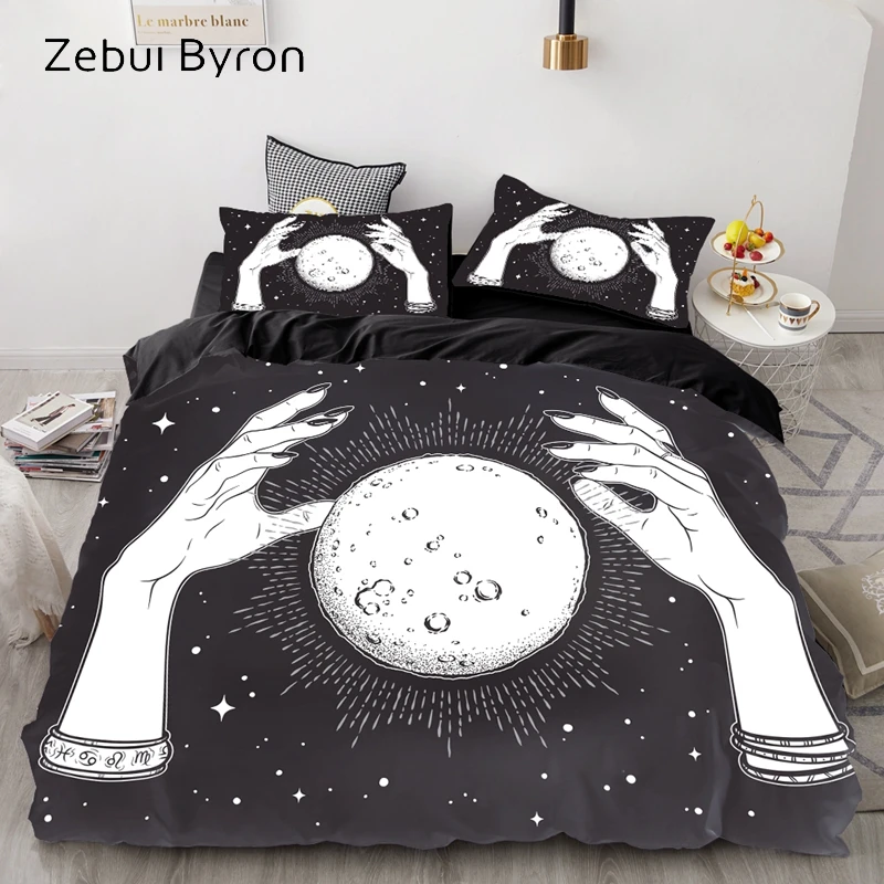 3D Duvet Cover Set Queen/King/Europe/Custom,luxury Bedding Set,Quilt/Blanket Cover Set,Bedclothes Boho moon,drop ship