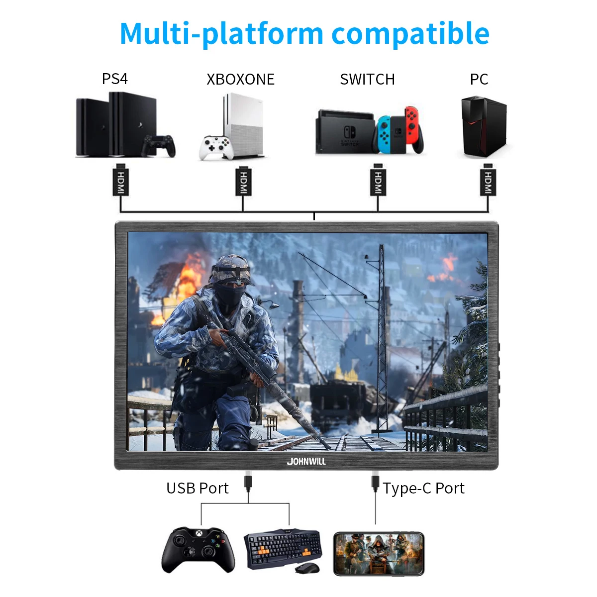 10.1 inch HD 2K touch screen Gaming monitor pc small portable LCD Display IPS 2560*1600 Type C Mini