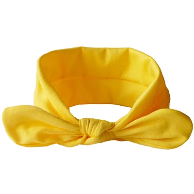 Бандана в горошек с цветочным принтом и заячьими ушками, хлопковые повязки на голову для женщин, бандана для девушки тюрбаны, завязанные повязки на голову, банты для волос - Цвет: Yellow