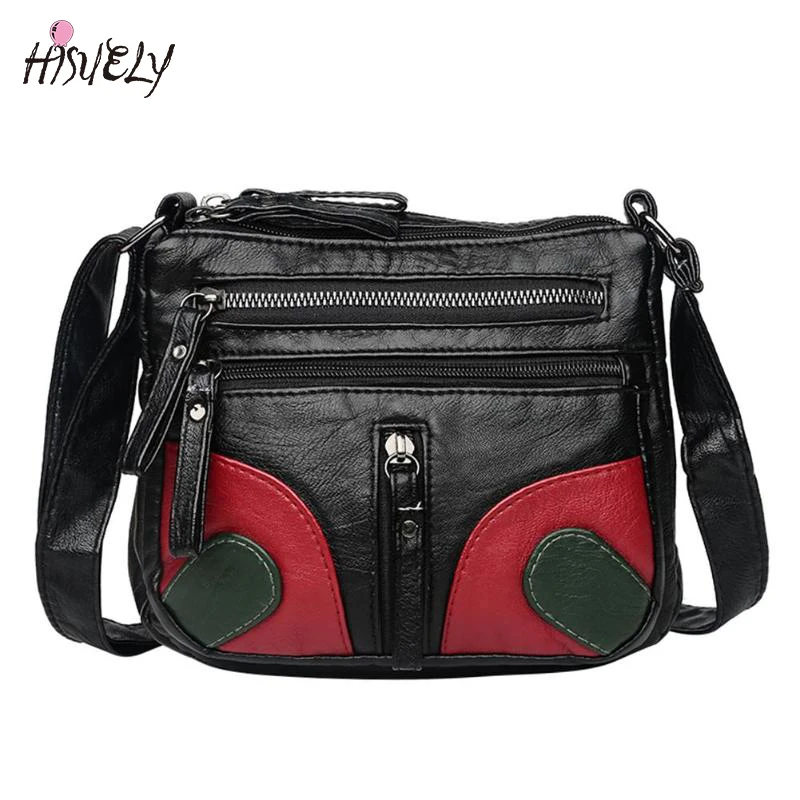 Vintage Women Soft Pu Leather Handbag Black Messenger Bags Female Casual Totes Shoulder Bag ...