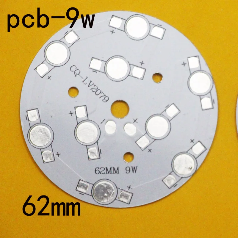 9 Вт LED PCB 62 мм для pcs светодиодов, Алюминий пластина база, Алюминий печатная Панели, высокая мощность 9 Вт LED DIY PCB