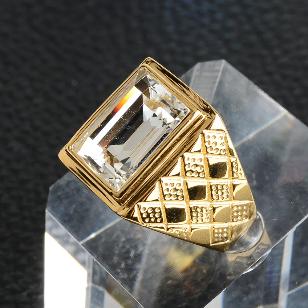 Retro Male Stainless Steel Ring Manhattan College Gold-Color School Veteran For Men gold color rings stainless steel ring finger ring gold color ring