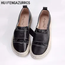 HUIFENGAZURRCS-туфли настоящей ручной работы, художественная обувь в стиле ретро «mori girl» туфли на плоской подошве, обувь из натуральной кожи ультра мягкое дно ретро-кукла обуви