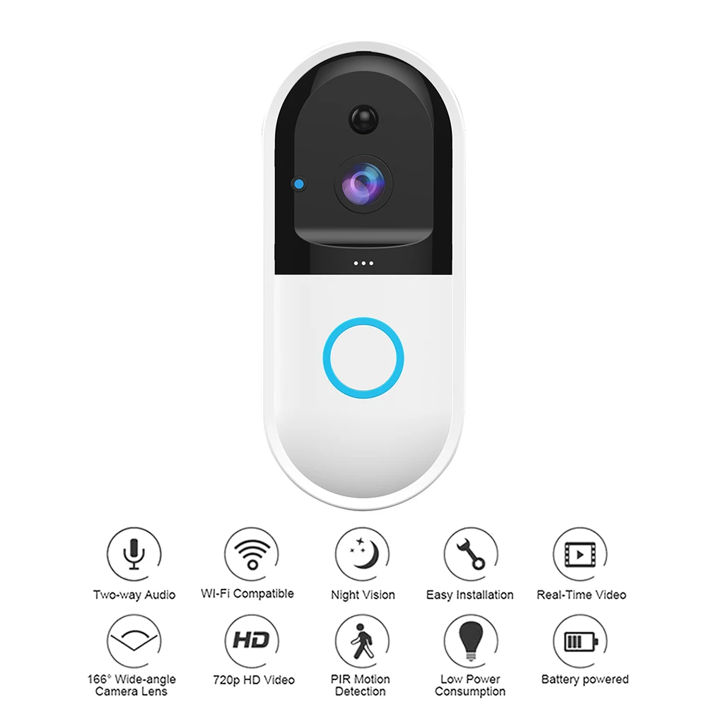 

wireless doorbell wireless WiFi Video Door Bell Home Security Camera Real-time Intercom with PIR Motion Detection Door Bell