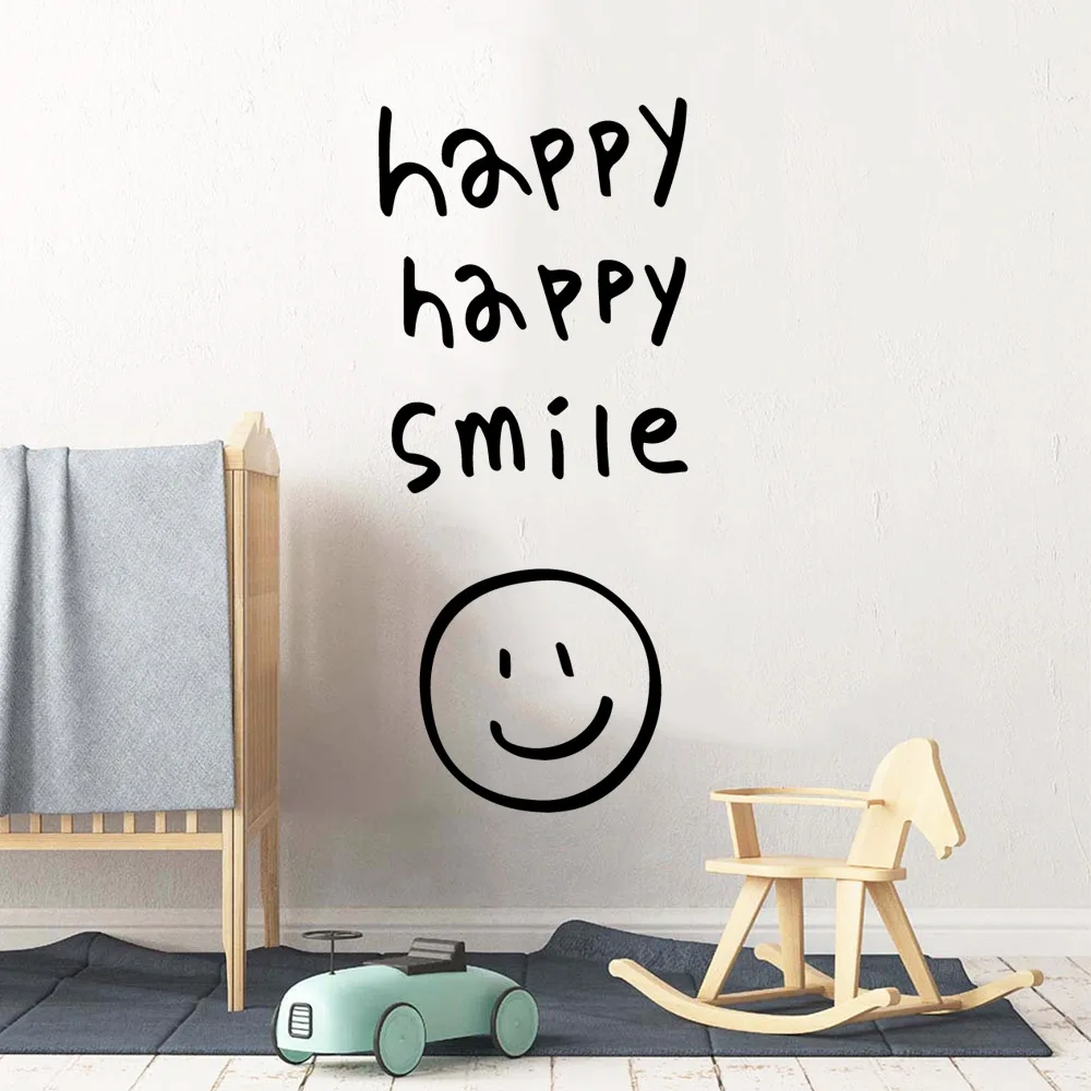 

Diy happy smile Wall Stickers Decorative Sticker Home Decor For Kids Rooms Nursery Room Decor Bedroom Nursery Decoration