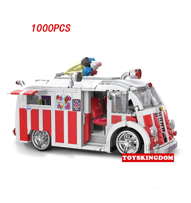 

Funny creator dream car Beach ice cream truck moc building block model bricks educational toys collection for children gifts