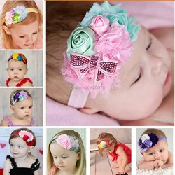 

Free Shipping Newest Baby Cute Sequin Headband,Satin Flower Headbands For Kids,Infant Elastic Headband With Chiffon Flower