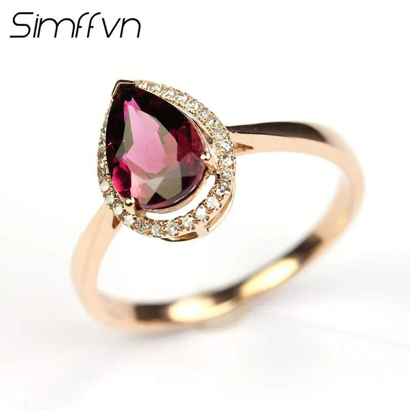 Simffvn Solitaire 18K white Gold 0.61CT Tourmaline Rings For Women Engagement Ring Gemstone Bridal Wedding Set | Украшения и