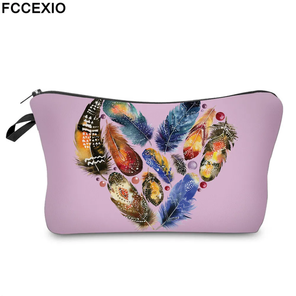 

FCCEXIO 3D Print Feather Dream Catcher Cosmetic Bag Multifunction Fantasy Blue Women Makeup Bag Storage Toiletry Bags for Trave