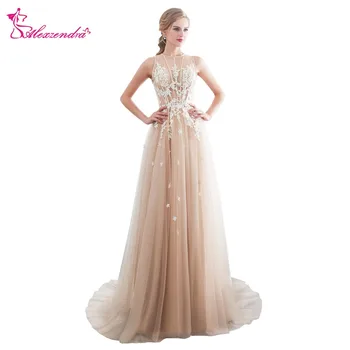 

Alexzendra Stock Dress Scoop Neck Dark Champagne Tulle Applique A Line Wedding Dress Bridal Dresses Plus Size Vestido De Noiva