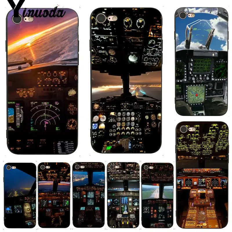Yinuoda For iphone 7 6 X Case Cool Aircraft Airplane Cockpit Fashionable Phone Case for iPhone 7 X 6 6S 8 Plus XS XR SE XS XR