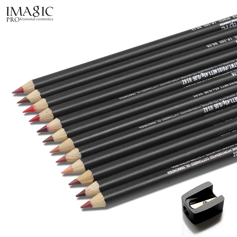IMAGIC, 12 цветов, ручка для губ, модная, стойкая, влагостойкая, водостойкая, карандаш для губ, Водостойкий карандаш, 1 шт., точилка