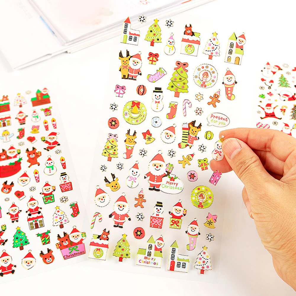 Merry-Christmas-Santa-Claus-Gilding-Decorative-Stickers-Adhesive-Stickers-DIY-Decoration-Diary-Stickers