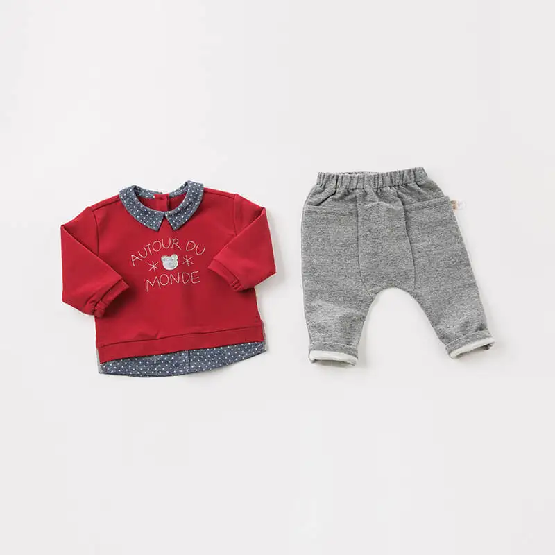 Dave bella/комплекты осенней одежды для малышей милый костюм с длинными рукавами и буквенным принтом для мальчиков детская одежда высокого качества