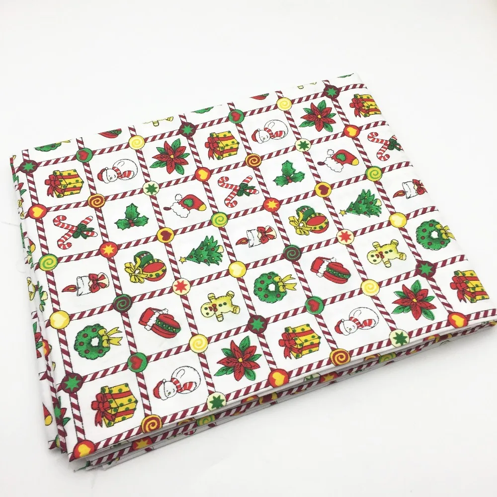

160cm X 50cm Mixed Christmas Tree Santa Gift Box Printed 100% Cotton Fabric for Patchwork Quilting Baby Garment Quarters