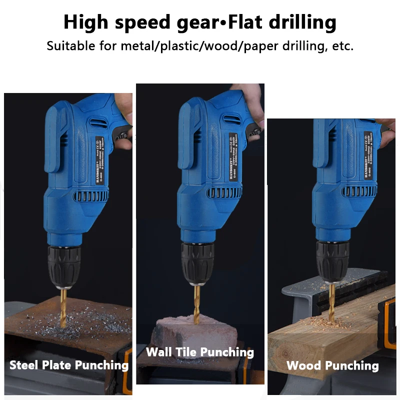 600 Вт многоцелевой Проводная электрическая дрель 0,8 мм-10 мм Быстрозажимной патрон, регулировка скорости с 13 сверлами