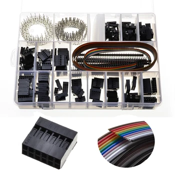 

YT 520Pcs/Box Dupont Connectors 2.54mm 2x3/4/5/6/7/8 Pin Header Jumper Cable Wire Connectors Housing Male Female Crimp Connector