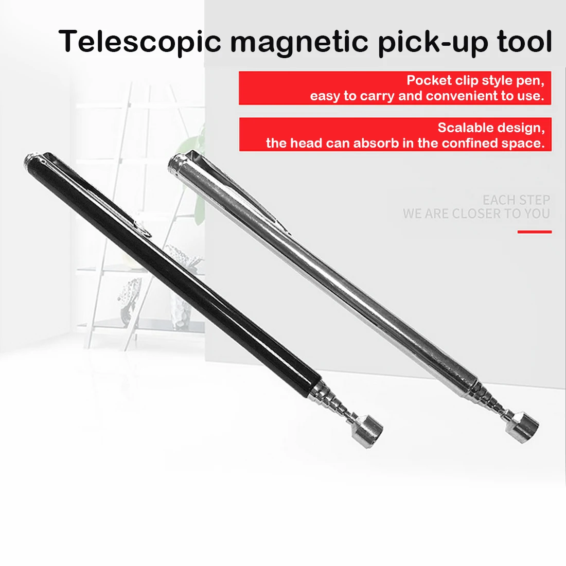 Portable Telescopic Magnetic Long Pen Pick Up Rod Tool Stick Extending 
