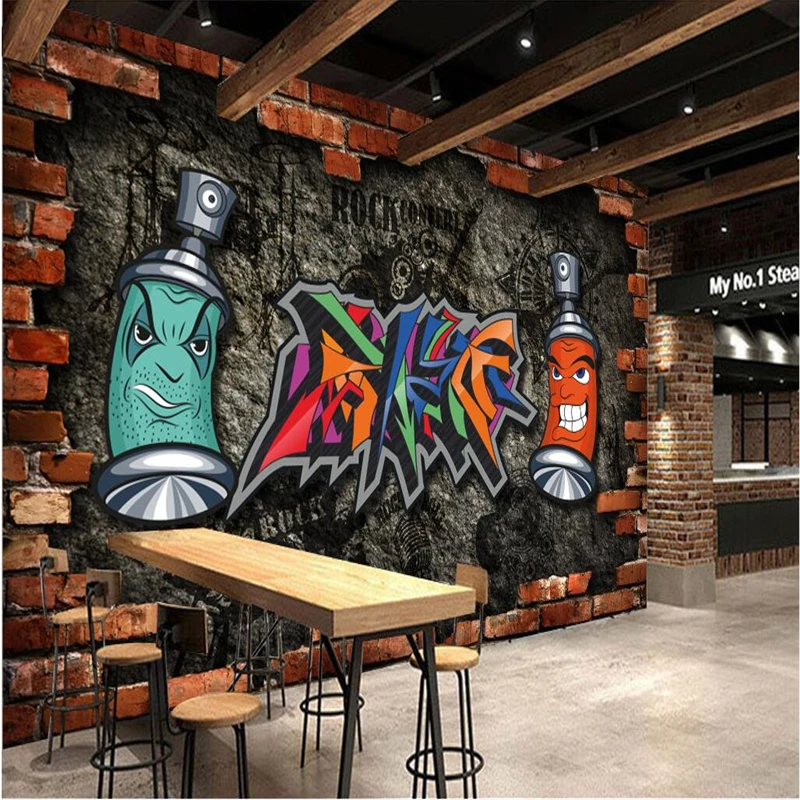 

beibehang Customize any size Mural 3D Rock Music Bar KTV White Brick Wall Coffee Nostalgic Guitar Beauty Restaurant Background