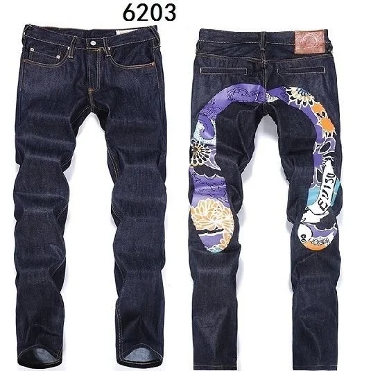 Аутентичные Evisu, Мужские дышащие высококачественные модные штаны, теплые мужские одноцветные джинсы, прямые, с принтом, средняя талия, на молнии, мужские брюки