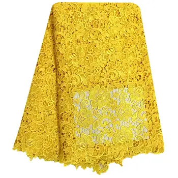 

African Guipure Lace Fabric For Sewing African Cord Lace Fabric/Water Soluble Lace For Wedding 5Yard/Lot Yellow George Fabric