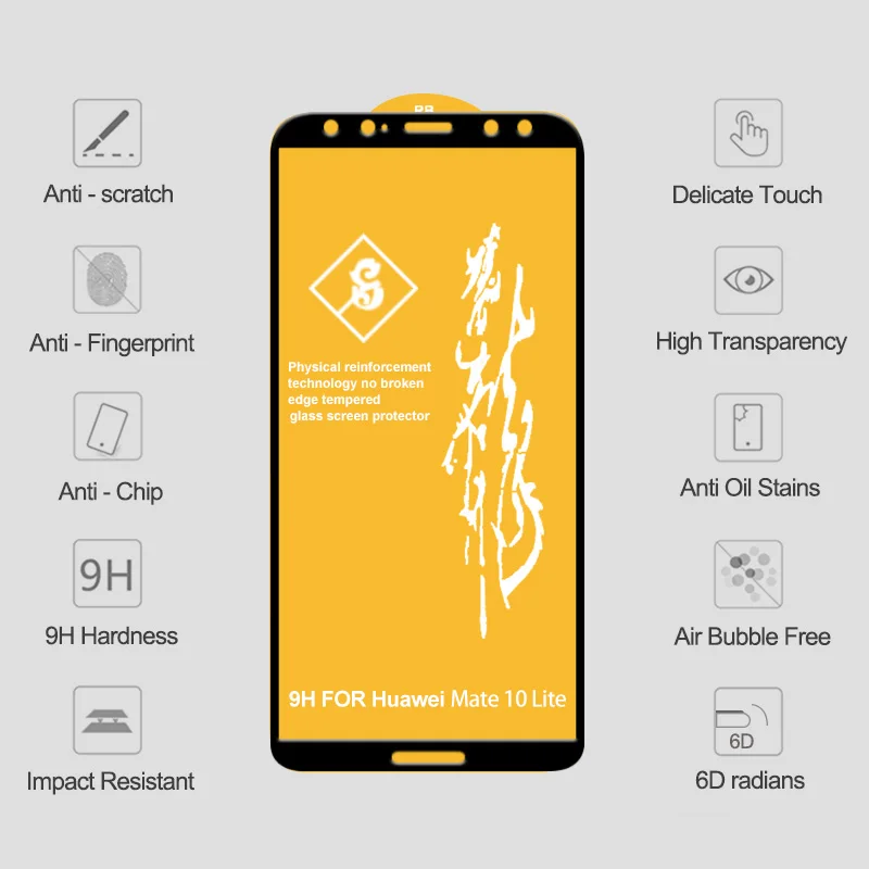 6D закаленное стекло для huawei Honor 8X 8A 8C 7X защита экрана на Nova 4 3i Защитное стекло для huawei Honor 8C 8A 9 Lite V20