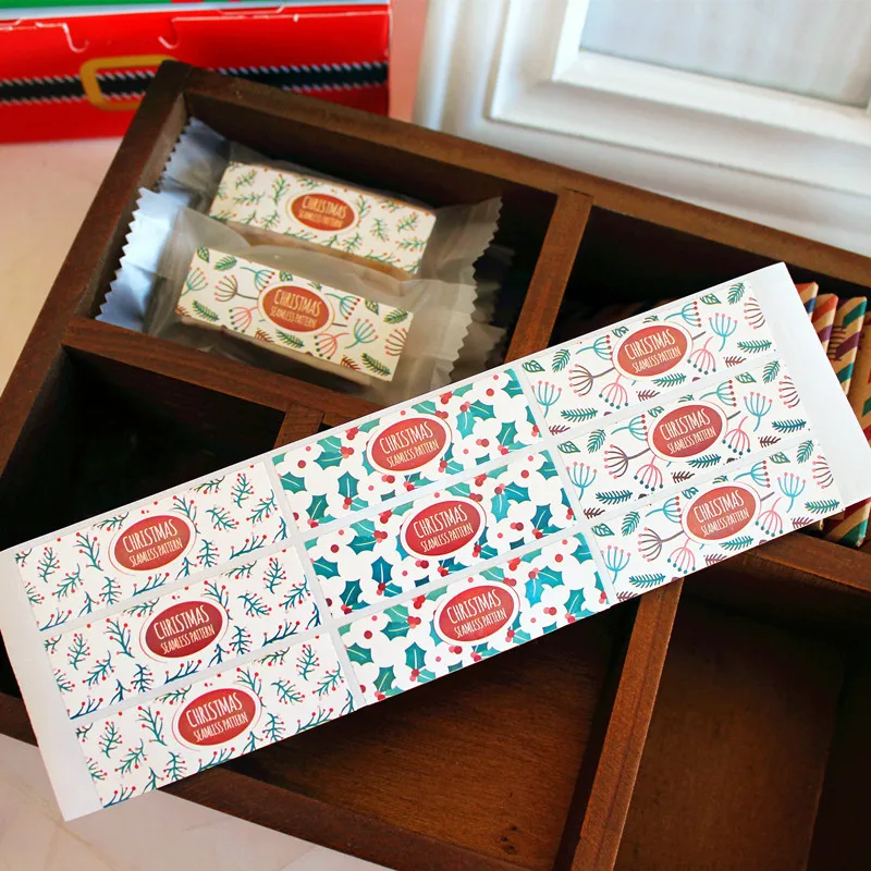 Christmas cookie biscuit bag box decorative sealing paster bakery package sticker party gift